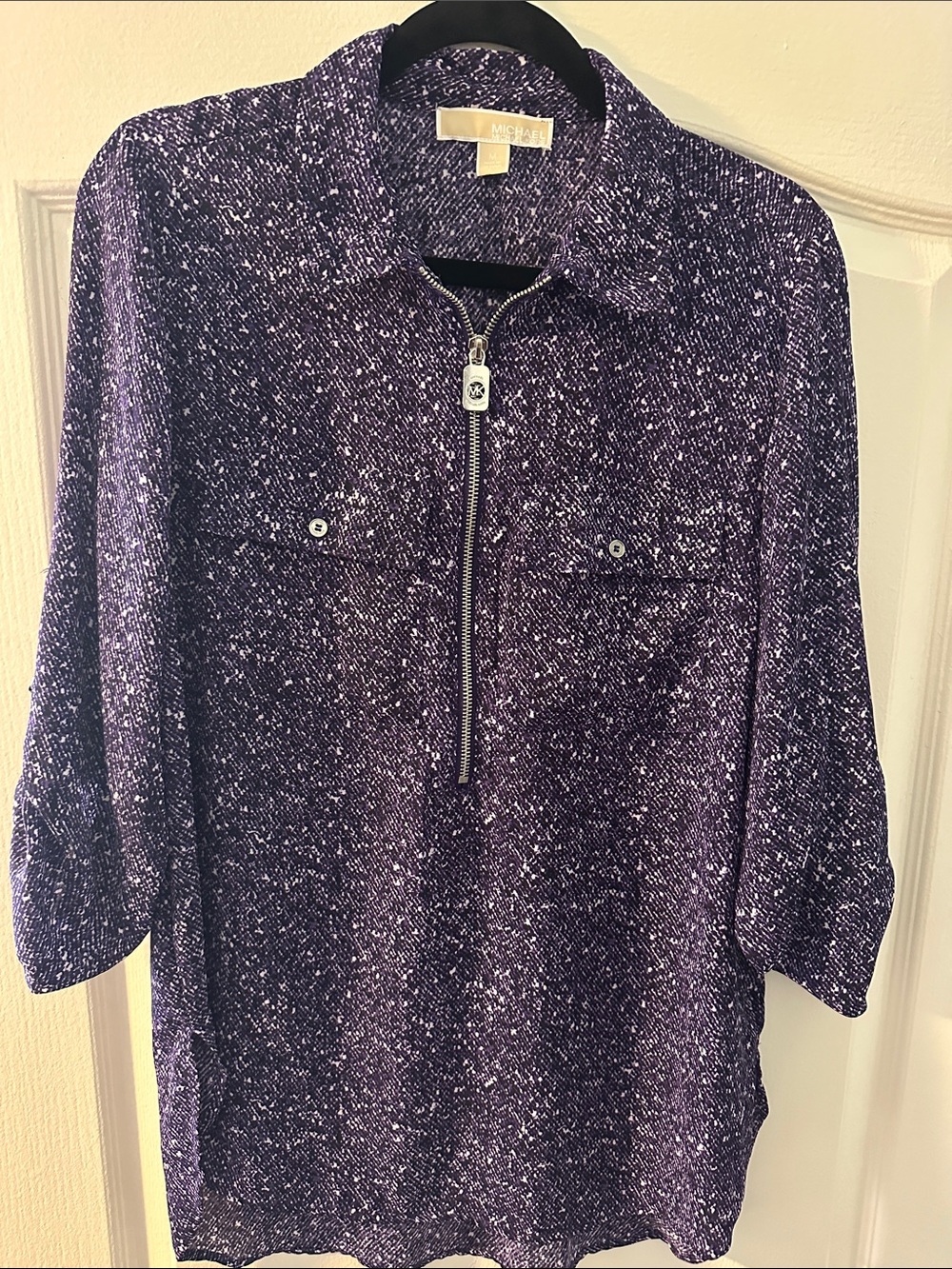 Michael Kors Purple Speckled Half-Zip Top